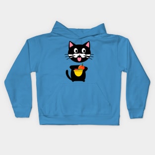 funny cat eating Kids Hoodie